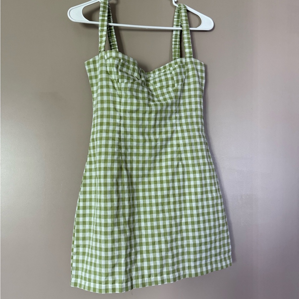 Princess Polly Green and White Gingham Mini Dress